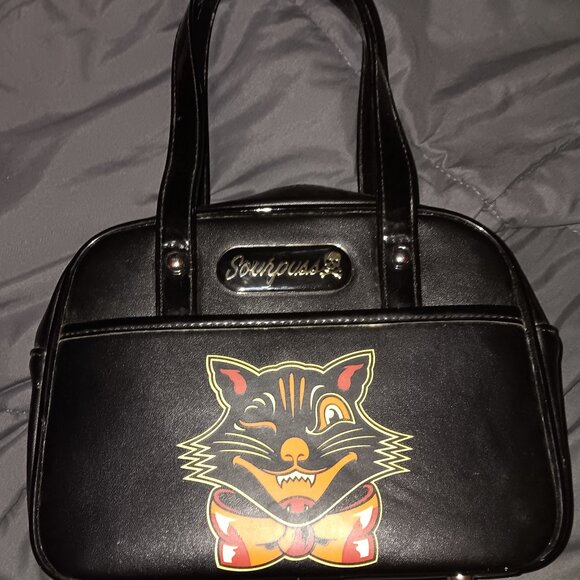 Sourpuss Clothing Black Cats Mini Bowler Bag HTF - Picture 1 of 6